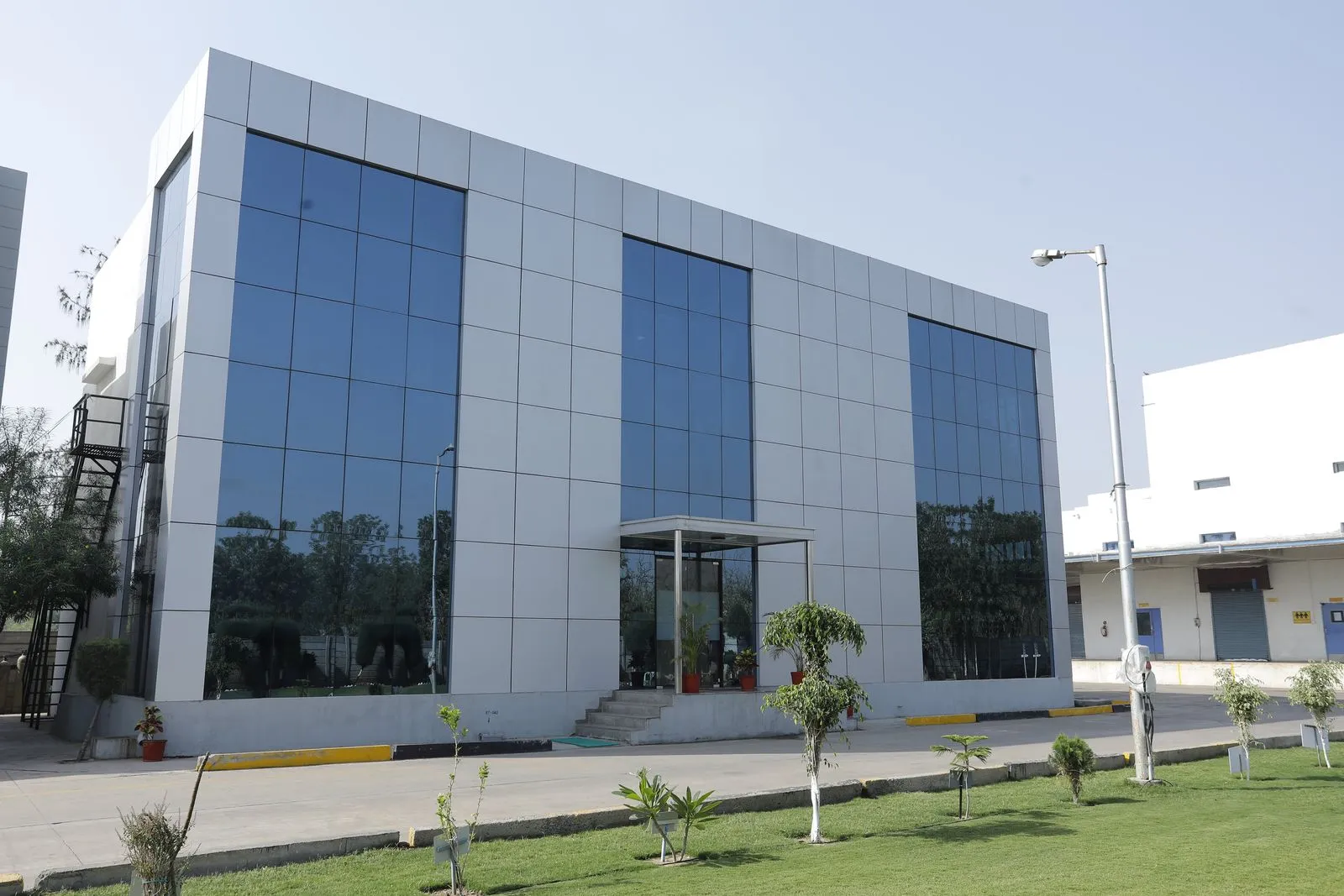Glass-fronted Exemed site building
