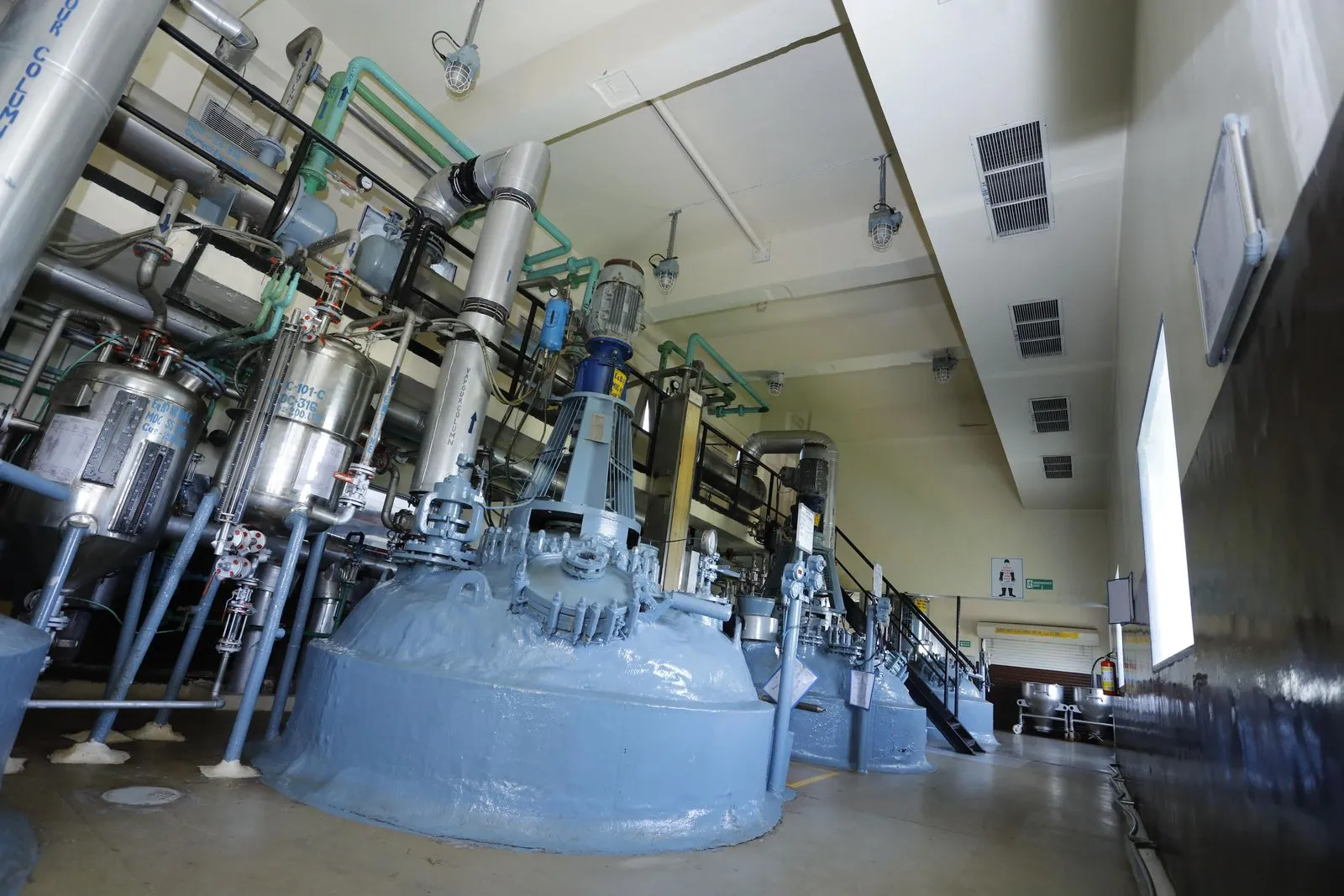 Process vessels and pipework in the Exemed plant