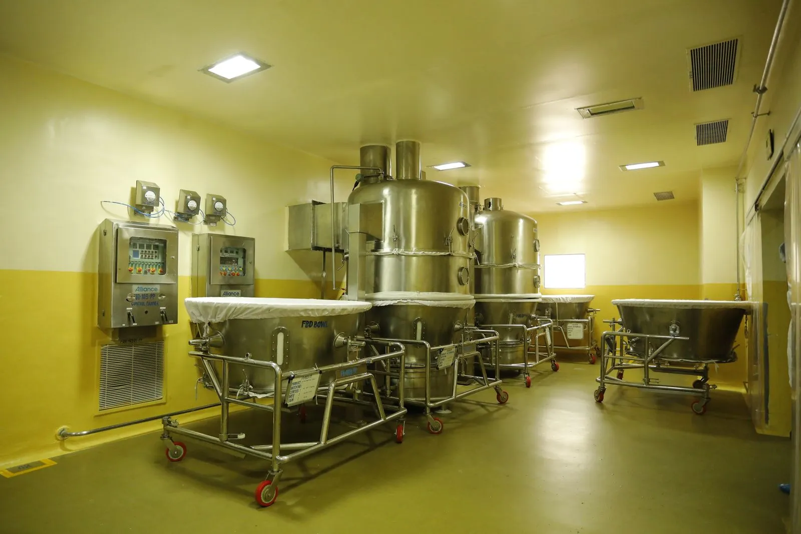 Stainless steel vessels on the production floor