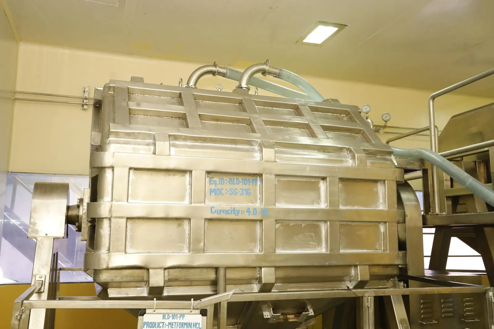 A stainless steel process unit at the Exemed plant